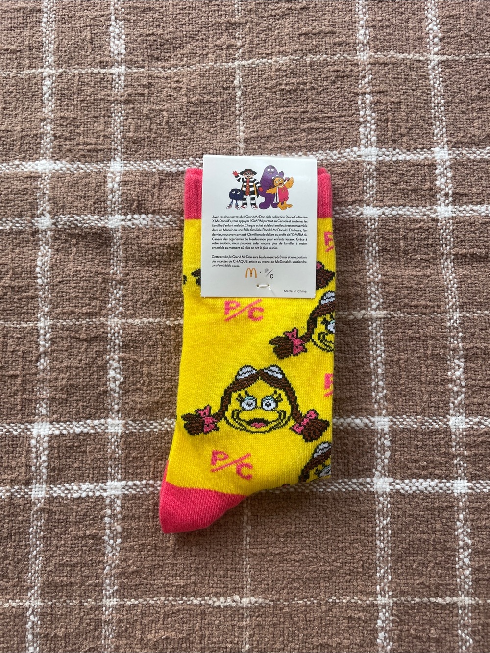 NWT McDonald's McHappy Day 2025 Pink & Yellow Birdie Crew Socks O/S